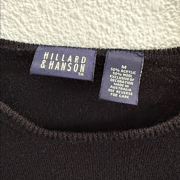 Black Hillard & Hanson Wool Blend Argyle Sweater Sleeves Size Medium - Picture 4 of 4